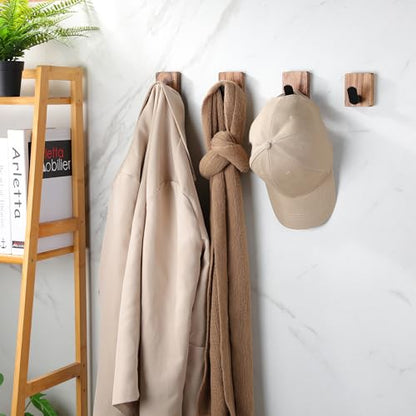 Towel Hooks for Bathrooms, Wood Decorative Adhesive Hanging Hook