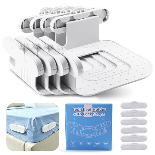 Upgraded Bed Sheet Holders Heavy Duty Straps 4Pack (White | ABS+PC)