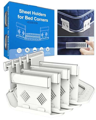 Bed Sheet Holders for Corners Keep Sheets Firm & Tight of 4PCS - Heavy Duty Sheets Fasteners Open Corner Design for Fit Various Mattresses - Foldable for Convenient Storage