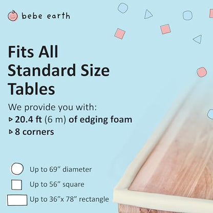 Bébé Earth Baby Proofing Edge and Corner Guard Protector Set for Back to School, 20 Feet Edges & 8 Foam Corners, Furniture and Tables Child Baby Proof Bumpers, Pre-Taped Corner Cushions - Oyster White