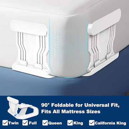 4 Pack No Clip Bed Sheet Holders, No Lift Mattress, Universal Fit White | One-Time Install, Keep Sheets Firm & Tight, Fit Twin Queen King White