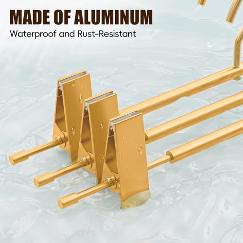 10 Pack Gold Metal Pants Skirt Hangers with Clips & Swivel Hooks | Lightweight Aluminum & Sturdy, Non-Slip Pads for Trouser, Skirts, Jeans, Scarf, Camisoles, Kids & Adults