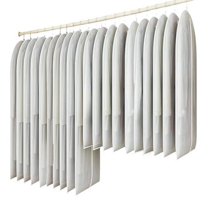 20 Pack Combo Size Clear Garment Bags for Hanging Clothes with Full Zipper for Closet Storage, Clothes Cover For Hanging, Wardrobe Bags for Hanging Clothes.(120 x 60CM x 10P, 100 x 60CM x 10P)
