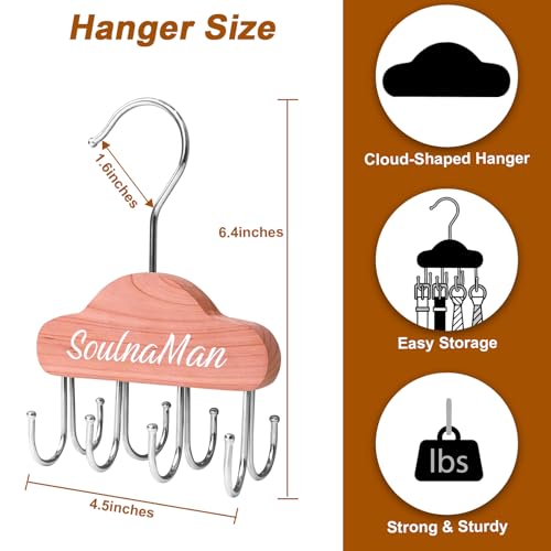 Bra Hanger for Closet Organizer, Cedar,2 Pack 8 Hook | Space Saving Wooden Tank Top Hangers with 8 Foldable Hooks & Holds 24 Items, Storage for Bras, Scarves, Belts, Ties and More