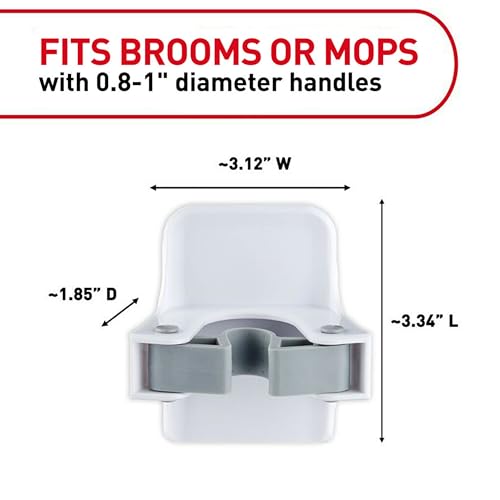 Command Large White Broom Grippers, 6 Grippers, 16 Strips | Damage-Free Hanging Wall Mount Broom and Mop Holder, No Tools Holiday Cleaning Organizer, Holds up to 4 lb