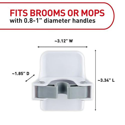 Command Large White Broom Grippers, 6 Grippers, 16 Strips | Damage-Free Hanging Wall Mount Broom and Mop Holder, No Tools Holiday Cleaning Organizer, Holds up to 4 lb