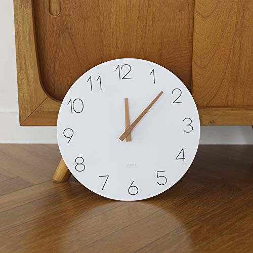 mooas Flatwood Wall Clock, 12" Analog Wall Clock, Silent Non-Ticking | Modern Wall Clocks Battery Operated for Office, Home, Bathroom, Kitchen, Bedroom, School, Living Room