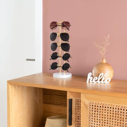 Mkono Sunglass Holder Organizer, Metal Glasses Stand Display Storage 1 Pack | Space-Saving, Holds 5 Eyewear Pairs, Easy Access, Easy to Assemble, for Table Desk Countertop Dresser Bedroom Room Decor