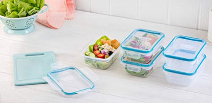 Snapware Plastic Total Solution 5-Pack (3-Cup) Food Storage Containers Set, Leakproof & Airtight Plastic Locking Lids Rectangular Tupperware, Non-Toxic BPA-Free Lids, Microwave Dishwasher Freezer Safe