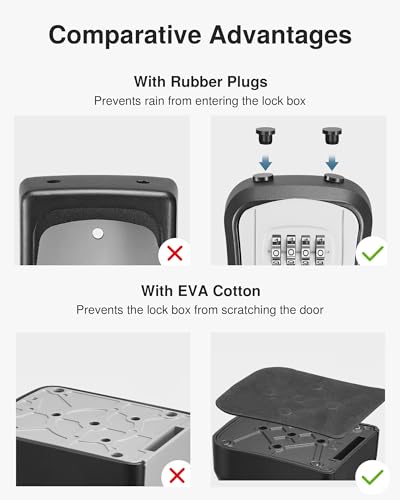 Puroma Lock Box, Portable Key Lock Box with Removable Cable Handle, Resettable Combination Lockbox Wall-Mounted Key Lockbox for House Key, Home, Office, Apartment Warehouse Key Storage (1 Pack, Grey)
