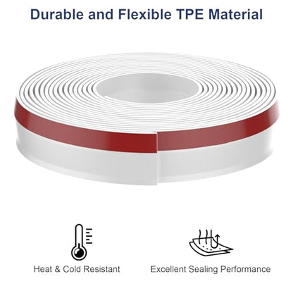 Garage Door Seal Top and Sides, 40 FT Garage Door Weather Stripping Side Seal, Universal Weatherproofing TPE Trim Seals Weather Strip White