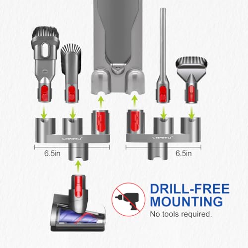 LANMU Accessory Holder Compatible with Dyson V15 V11 V10 V8 V7 Outsize Gen5 Cordless Stick Vacuum Cleaner, Drill Free Docking Station Attachments Organizer, Fit Accessories and Parts Storage