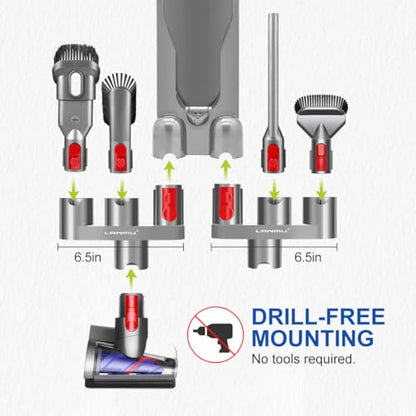 LANMU Accessory Holder Compatible with Dyson V15 V11 V10 V8 V7 Outsize Gen5 Cordless Stick Vacuum Cleaner, Drill Free Docking Station Attachments Organizer, Fit Accessories and Parts Storage