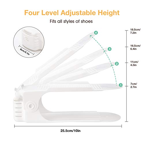 Shoe Slots Organizer, 20 Pack Adjustable Shoe Rack Stacker Storage Space Saver, Double Deck Shoe Rack Holder for Closet Organization (White)