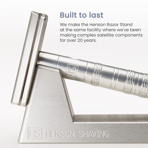 Henson Shaving Machined Aluminum Safety Razor Stand Weighted Non-Slip Base Holder for Optimal Drying Angle - Countertop Storage for Henson Razors