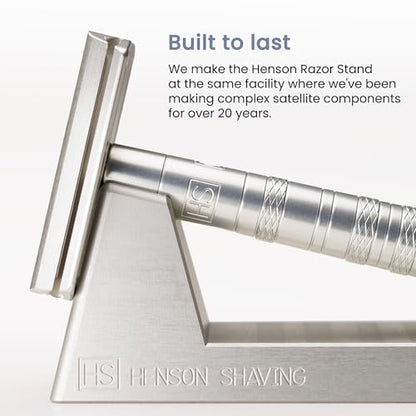 Henson Shaving Machined Aluminum Safety Razor Stand Weighted Non-Slip Base Holder for Optimal Drying Angle - Countertop Storage for Henson Razors
