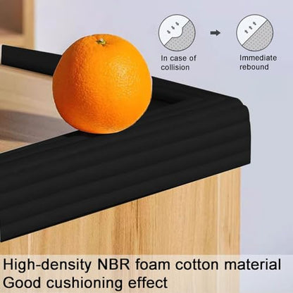 Proof Edge Corner Protector, 2pcs 78.7in/200cm Furniture Safety Bumpers Guard Padding, Soft NBR Rubber Foam Adhesive Cushion, Fireplace Cabinets Table Desk Edges & Sharp Corners (Black)