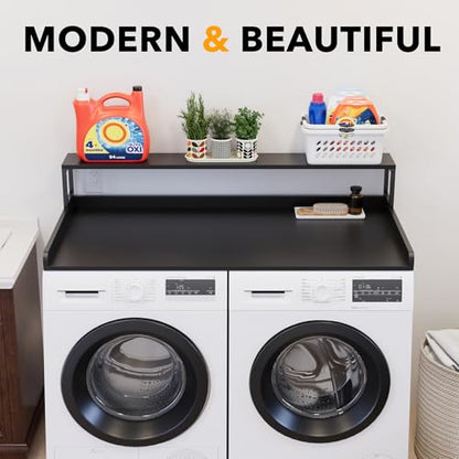 SpaceAid 2-Tier Washer Dryer Countertop, Laundry Topper with Rack Shelf 54" Width x 27.5" Depth x 10" Height Organizer Cover for Washer and Dryer Laundry Hamper Counter Storage (Black)