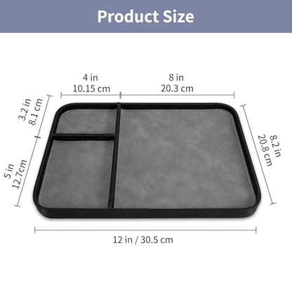 SITHON Valet Tray Trendy Organizer Multifunctional Nightstand Caddy Holder | Premium PU Leather Stylish and Organized Catchall Bedside Vanity Tray for Keys, Watch, Wallet, Jewelry and more, Black