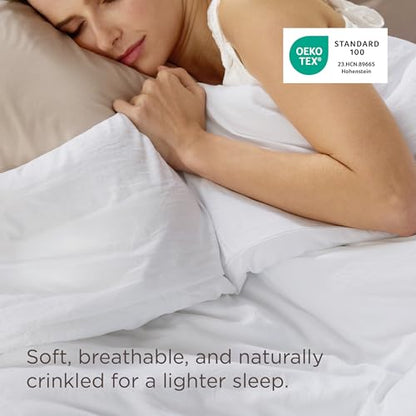 Bedsure Prewashed Duvet Cover Only, Cotton-Like Feel, White, Queen | 1 Duvet Cover, No Pillow Shams, Ultra Soft, Relaxed Texture, Zipper Closure, 8 Corner Ties, Year-Round, OEKO-TEX, Easy Care