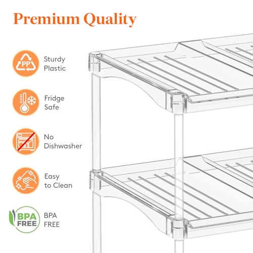 Lifewit Stackable Bottle Storage Organizer, Clear Freestanding Wine Holder for Cabinet, Large Slot Water Bottle Tumbler Cup Organizer for Pantry, Plastic Wine Rack for Fridge Cellar, 3Tier Hold 9