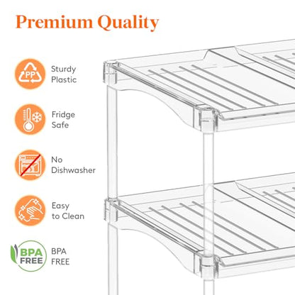 Lifewit Stackable Bottle Storage Organizer, Clear Freestanding Wine Holder for Cabinet, Large Slot Water Bottle Tumbler Cup Organizer for Pantry, Plastic Wine Rack for Fridge Cellar, 3Tier Hold 9