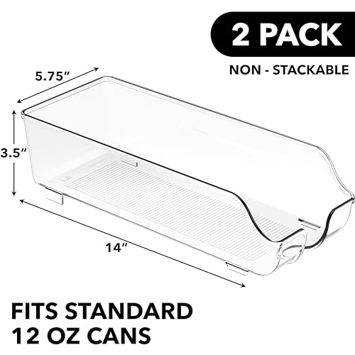 Simple Houseware Soda Can Organizer Dispenser Refrigerator/Pantry, Set of 2 | Clear