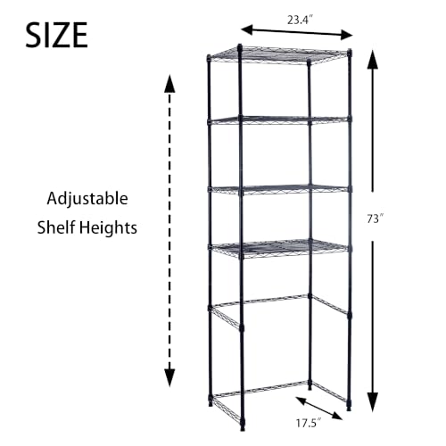 4 Tier Mini Fridge Shelf with Storage for Dorm, Black | Mini Fridge Storage Shelf, Microwave Stand, Adjustable Height Organizer, For Dorm, For Kitchen