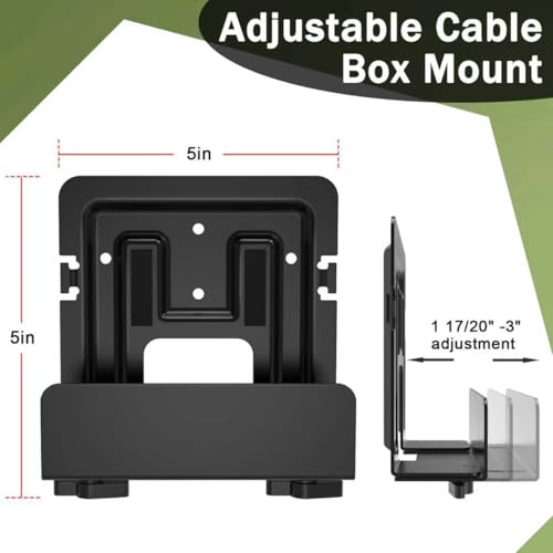 2 Pack Cable Box Mount and Modem Mount | Adjustable Wall Mount for Small and Wide Devices, Media Players, Cable Boxes, Modems, DVD Players