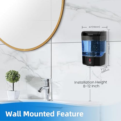 Automatic Soap Dispenser Hand Soap Dispenser Wall Mount 600m/21 fl.oz, Touchless Electric Sensor Pump Battery Operated for Offices Home Kitchen Bathroom Hotel Restaurant Commercial