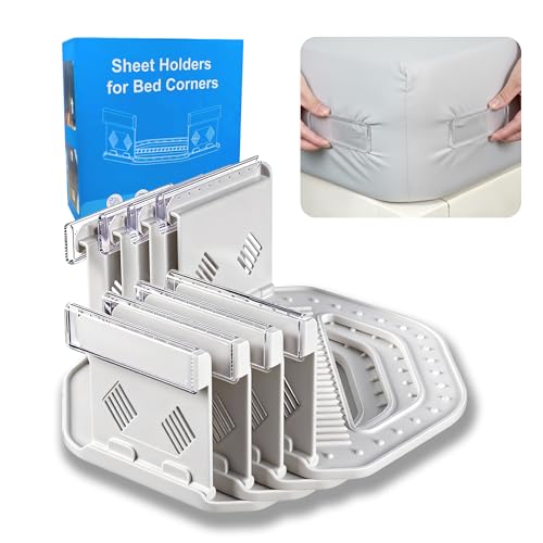 Bed Sheet Holders - 4-Pack Strong Grip Sheet Straps, Keep Sheets in Place on Mattress, Deep Pocket Mattress Sheet Grippers, Universal Fit for All Bed Sizes (White)