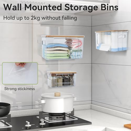 3 Pack Trash Bag Holder Dispenser with Lid Plastic... (3 Count | Clear + Yellow | Bamboo, Plastic)