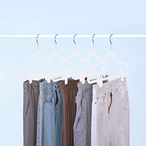 Velvet Hangers Clips, Pants Hangers Velvet Clips(40pc, White) | Strong Finger Clips Perfect for Thin Velvet Hangers