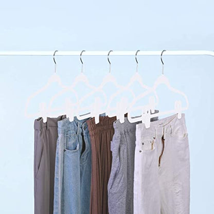 Velvet Hangers Clips, Pants Hangers Velvet Clips(40pc, White) | Strong Finger Clips Perfect for Thin Velvet Hangers