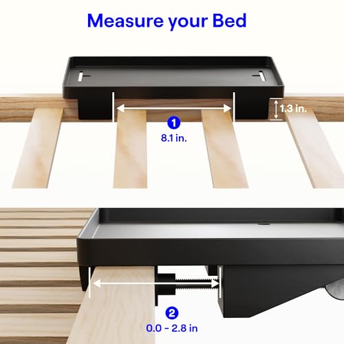 BedShelfie Bedside Shelf for Dorm Room - Cable Catch, Black | Bunk Bed & Top Bunk, College Dorm Room Essentials, Clip On Nightstand, Bed Side Table Tray, College Dorm Essentials
