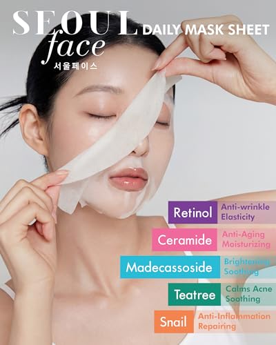 DERMAL Korean Ceramide 5-Minute Daily Sheet Mask Dispenser, 36 Count | 5 ceramides + multi-form hyaluronic acid for 5-minute makeup prep; 36 pull-out lyocell sheets with built-in tweezers