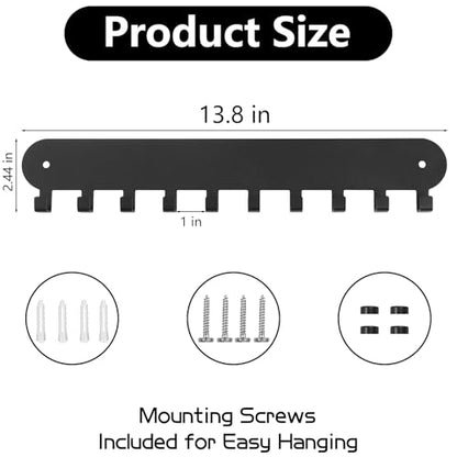 2 Pack Key Holder for Wall, Key Hooks with 10 Hooks, Black | Key Holder Wall Mount Self Adhesive, Key Rack for Wall No Drill for Living Room, Kitchen, Bathroom, Garage