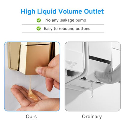 Shampoo and Conditioner Dispenser,Shower Dispenser 3 Chamber No Drill Shampoo Dispenser for Shower Wall Mounted Shower Soap Dispenser for Bathroom Hotel,Large Capacity 3 * 500ML,Gold