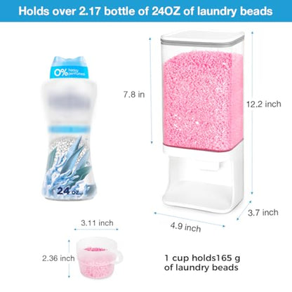 Laundry Detergent Dispenser, Wall Mounted Laundry Beads Dispenser for Scent Booster Beads, Stain Remover Powder, Bath Salts, Rice, Beans Grain and Dry Food, Laundry Scent Booster Container