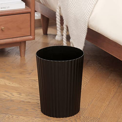 JiatuA Small Trash Can Plastic Wastebasket Round Garbage Container Bin for Bathroom, Kitchen, Bedroom, Home Office, College Dorm, Black | Sturdy Stylish Decor Round Garbage Container Bin for Kitchen, Bedroom, Home Office, College Dorm Essentials