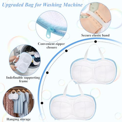 6 Pcs Bra Wash Bags for Laundry, Large Bra Laundry Bags, Underwear Brassiere Bag Set for Washing Machine With Zipper Women Delicates BraWasher Protector for Laundry(A to C Cups)