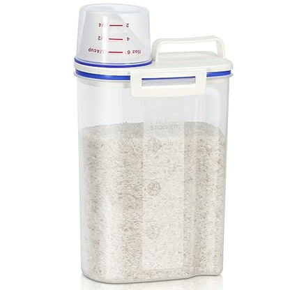 TBMax Rice Container 4 Lbs / 2 Kg Rice Dispenser with Measuring Cup, BPA-Free Plastic Kitchen Pantry Food Storage Holder for Oatmeal Flour Grain, Small Pet Cat Dog Food Container