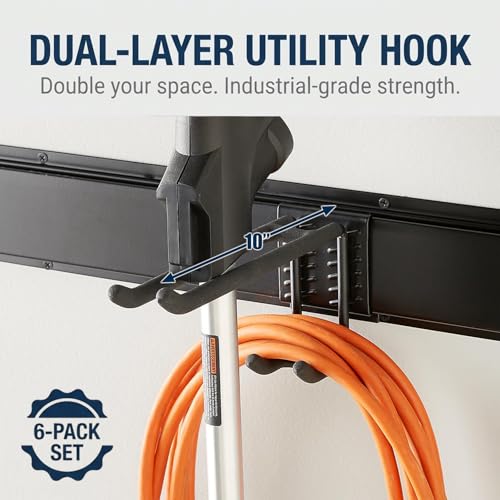 Aking Ace Garage Tool Organizer Wall Mount, 48-Inch Heavy Duty Garden Tool Rack for Shed, Holds 350lbs, Adjustable Storage Hanger for Shovel, Rake, and Power Tools