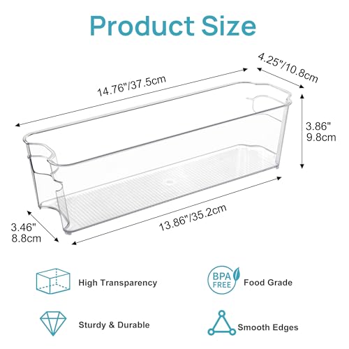 Vtopmart 4Pcs Clear Breastmilk Storage Bags Container in Freezer Fridge | BPA-free Plastic Storage Bins, For Breast Milk Baby Pouches Formula Bottles and Yogurts, In Freezer Fridge and Pantry