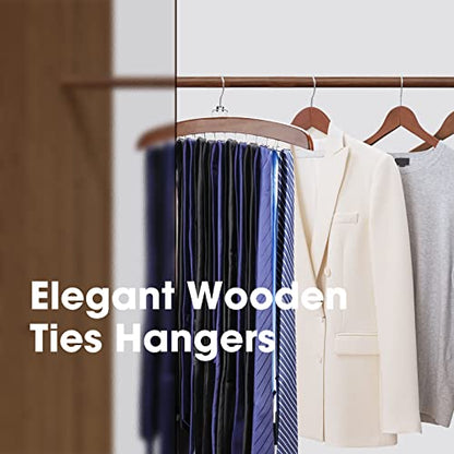 Tie Rack 2Pcs Tie Racks for Men Closet 24 Hooks, Wooden Tie Organizer with Upgraded 360°Rotating, Scarves Accessories Closet Organizer for Bras,Tank Tops,Camisoles etc.Walnut…