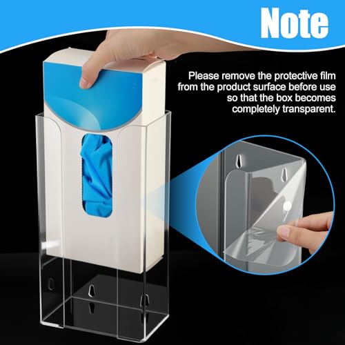 2 Pcs Acrylic Glove Box Holder Dispenser Glove Holder for Wall Mount Acrylic Rack Wall Floating Mask Dispenser for Medical Latex Rubber Disposable Mitten Boxes (Clear,Vertical Style)