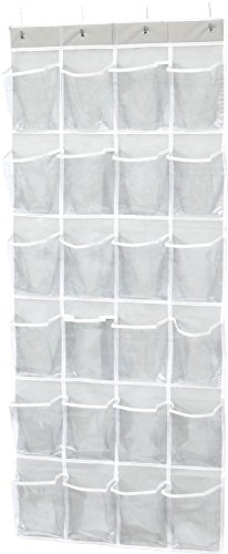 Simple Houseware 24 Pockets Large Clear Over the Door Shoe Organizer, Gray | 56" x 22.5", 4 Durable Metal Hooks, 5" x 9" Pocket Size, Multipurpose