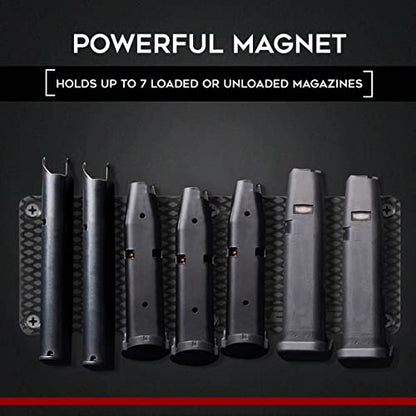 Magnetic Ammunition Holder for Gun Magazines and Clips, Organize Mount in Your Gun Safe, Locker Cabinet, Vault, Ultimate Ammo Storage Accessories for Handgun, Oistol and Rifle Mags, Black