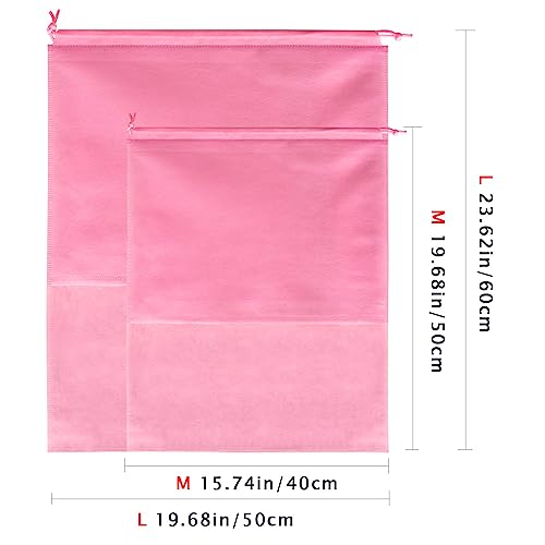 8PCS Dust Bags for Handbags Jumbo Travel Shoe Bags Purses Organizers Storage Bags with Rope Clear Window Dustproof Drawstring Bag Storage Pouch for Men and Women - Pink, 19.7 x 15.7 in