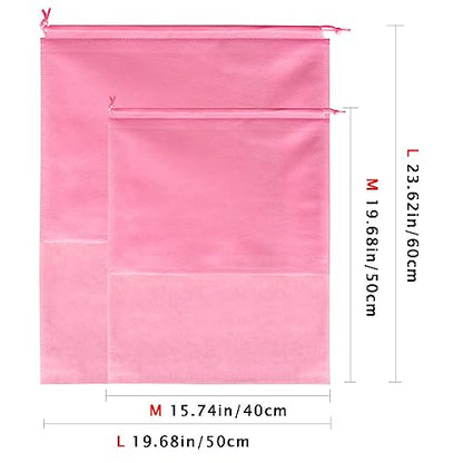 8PCS Dust Bags for Handbags Jumbo Travel Shoe Bags Purses Organizers Storage Bags with Rope Clear Window Dustproof Drawstring Bag Storage Pouch for Men and Women - Pink, 19.7 x 15.7 in